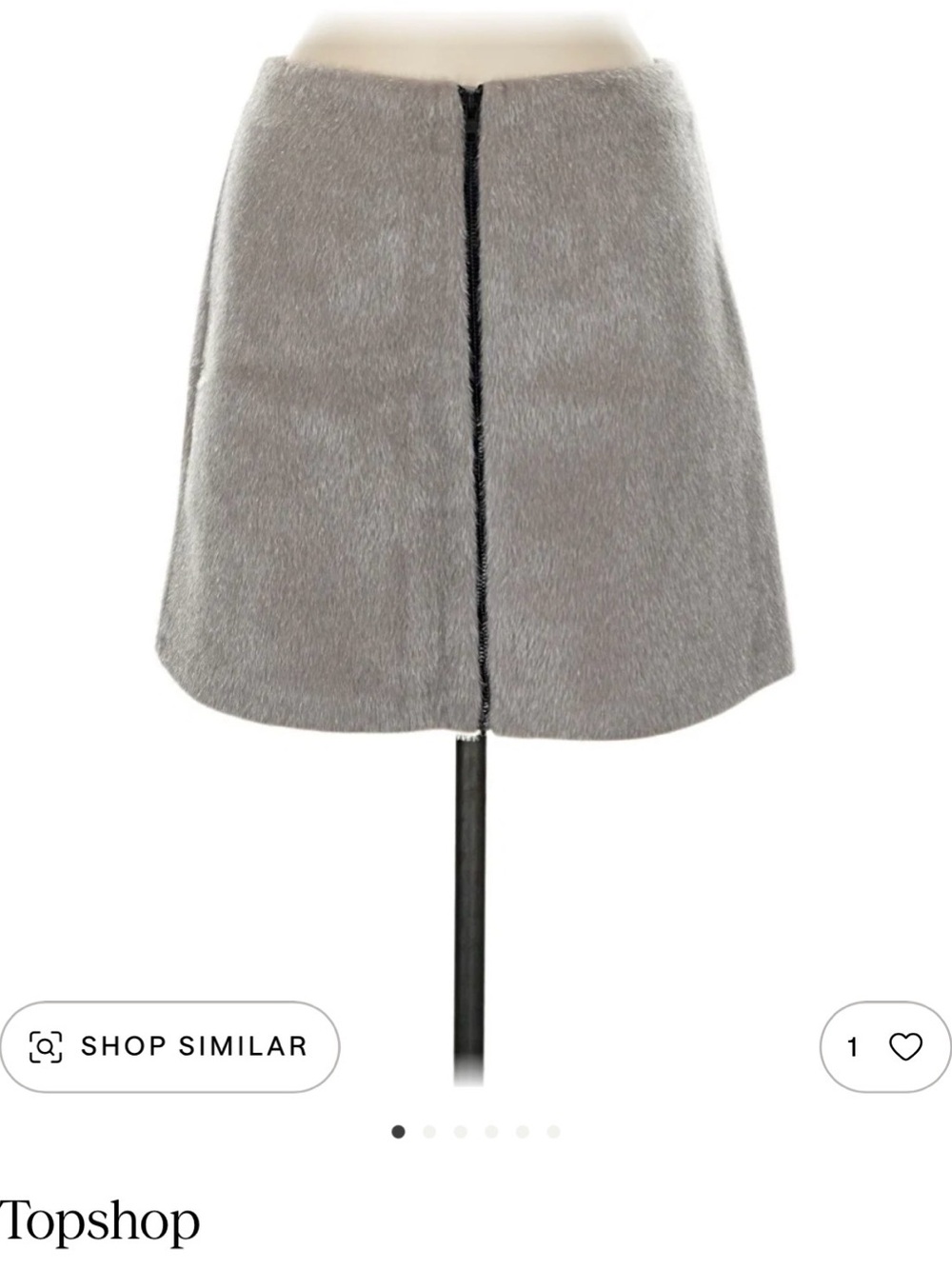 Topshop Light Gray Faux Fur A-Line Mini Skirt